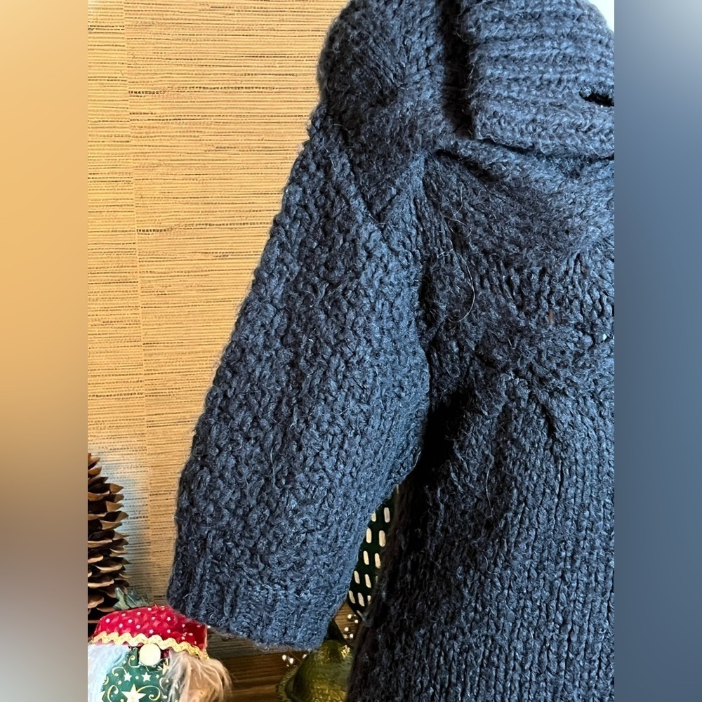 Free People Long Cardigan Sweater Grey Size Medium Short Sleeve Cable Knit - Picture 4 of 9